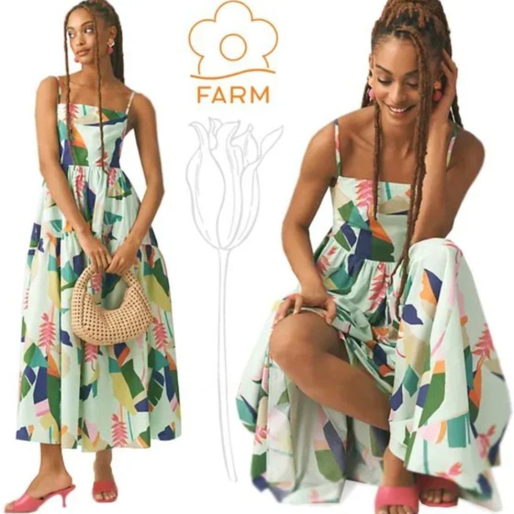 FARM Rio Multicolor Abstract Maxi Dress